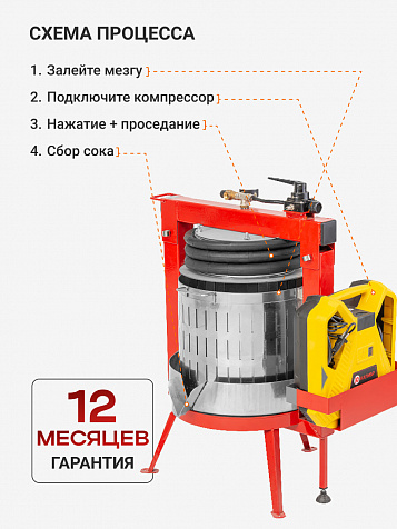 Пресс пневматический "Муромец БП" 50 л корзина из нерж.стали